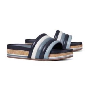 Tory Burch Quilted Platform Sandal in Navy/Ivory/Light Blue